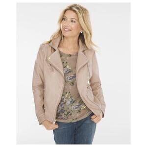 Chico's Women's Faux Leather Moto Jacket Blush Size L/12